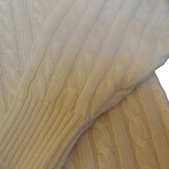 Pullover Sweater LARGE cable knit long sleeve v-neck cream color - Picture 5 of 6